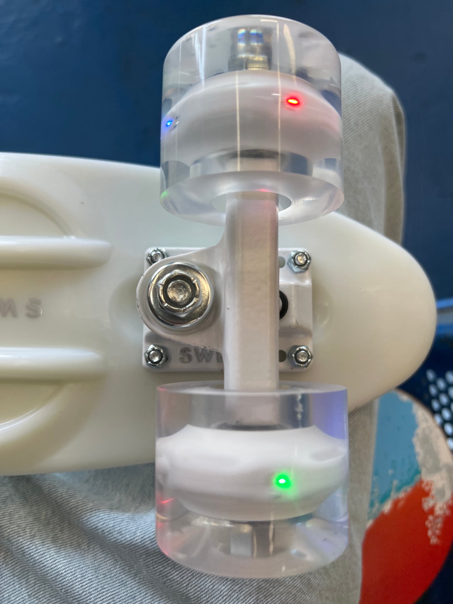 Swell White Wash Glow in the Dark 22" Mini Skateboard light up wheels