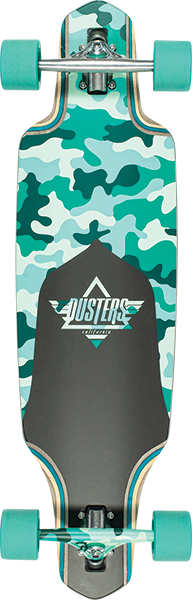 Dusters California Channel Dragonfly Teal Camo Longboard Complete - 9" x 34"